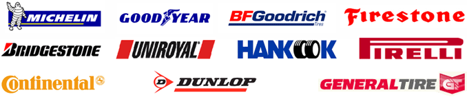 Michelin - GoodYear - BFGoodrich - Firestone - Bridgestone - Uniroyal - Hankook - Pirelli - Continental - Dunlop - GeneralTire